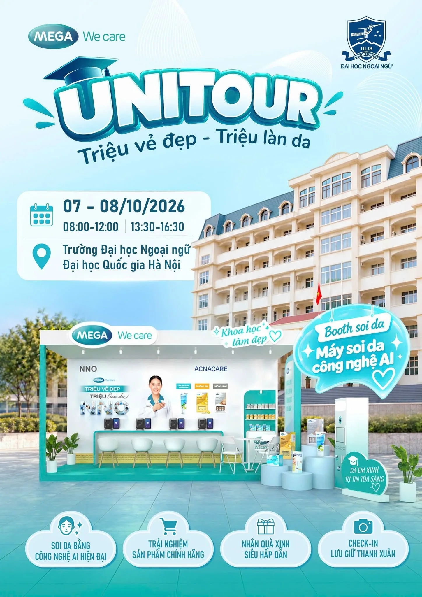 UNITOUR “TRIỆU VẺ ĐẸP – TRIỆU LÀN DA” GHÉ ĐẠI HỌC NGOẠI NGỮ HÀ NỘI