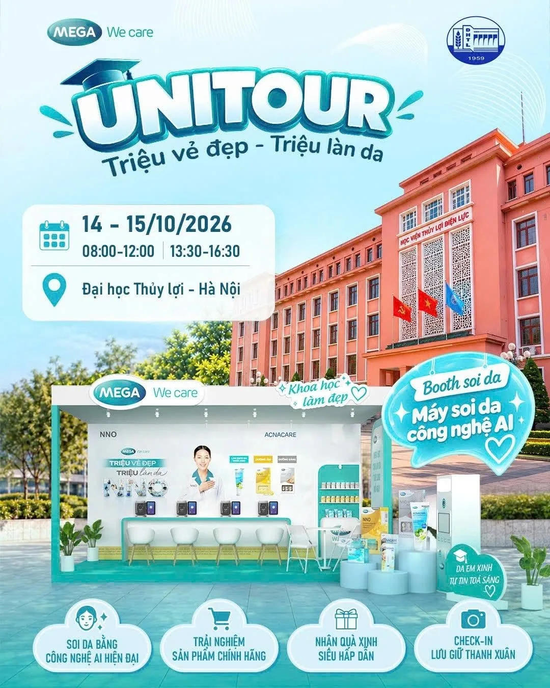 💦 Khối sinh viên Đại học Thủy Lợi "đổ bộ rầm rộ" đến cuộc hẹn cùng Unitour “Triệu vẻ đẹp, triệu làn da” chưa